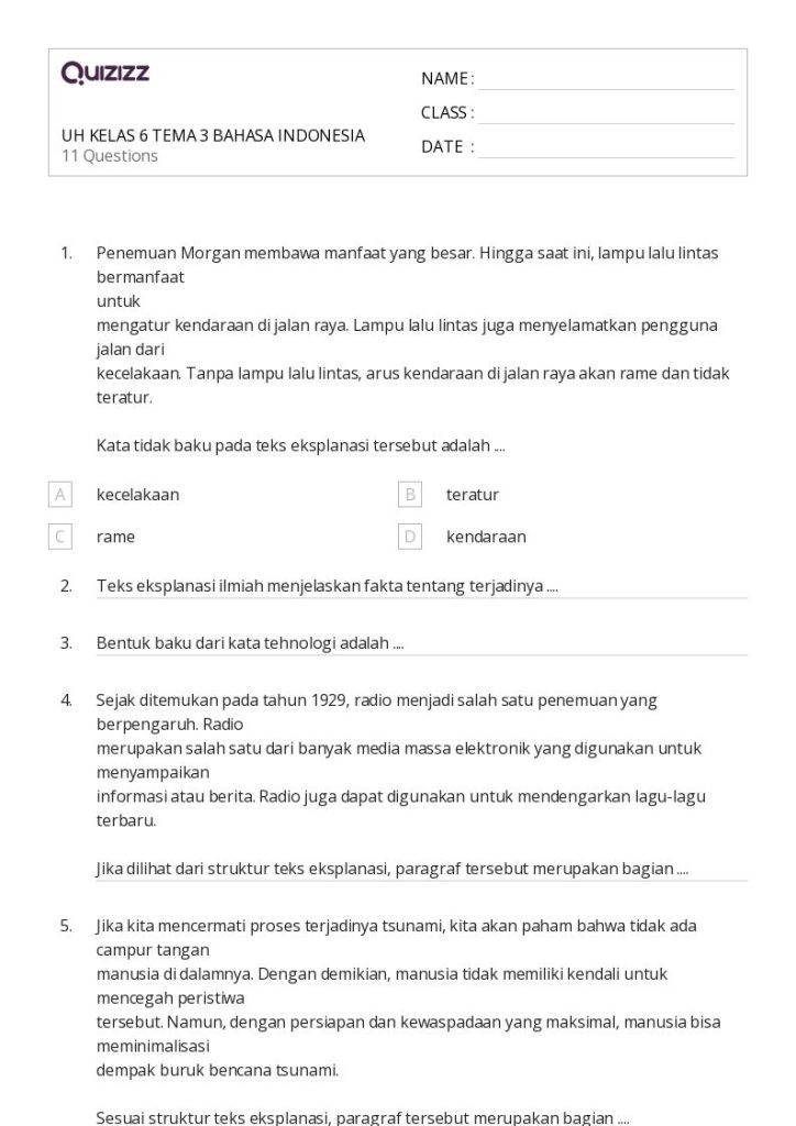 5 Contoh Soal Essay Tema 4 Kelas 6 Revisi 2018 yang Wajib Dikuasai Siswa Agar Nilai Naik