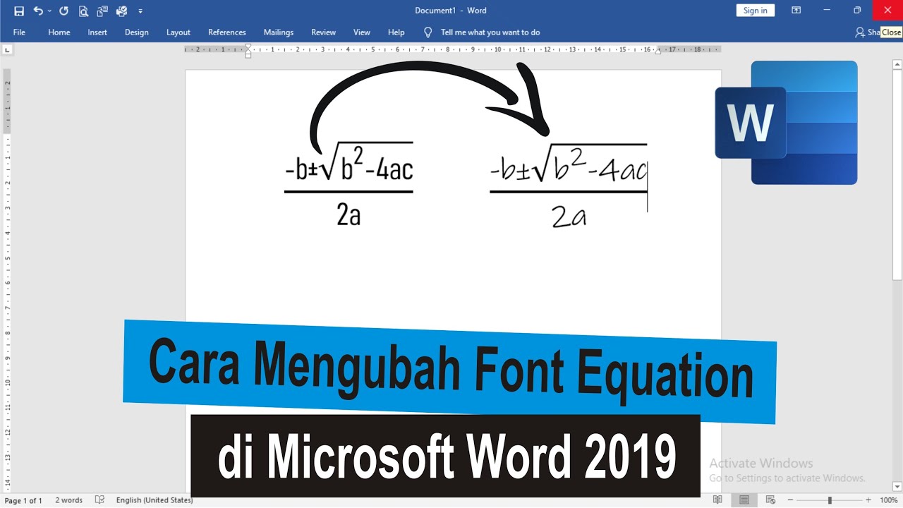 Cara Mudah Mengubah Font Equation di Word 2019 Cara Mudah Mengubah Font Equation di Word 2019