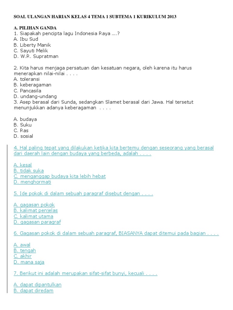 Terbukti 7 Contoh Soal Kelas 4 Tema 1 Subtema 1 yang Wajib Dikuasai Sebelum Ujian 2026