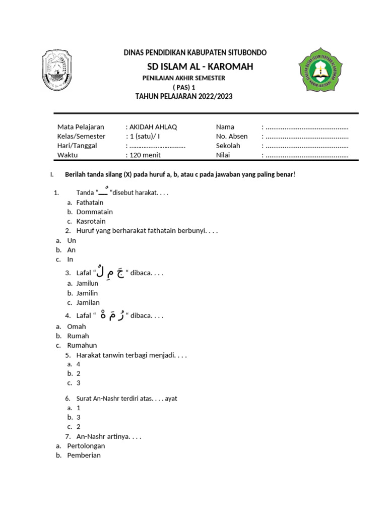 Terbukti! 7 Contoh Soal Qurdis Kelas 1 Semester 2 yang Wajib Dikuasai Sebelum Ujian