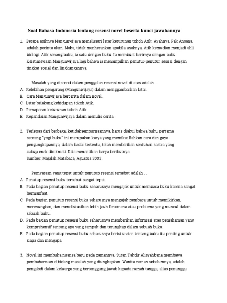 Terbukti Menantang Contoh soal resensi kelas 11 dan jawabannya part 1 5 HOTS Informatika
