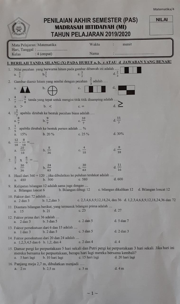 Detail Contoh Soal Matematika Kelas 4 Semester 1 Koleksi Nomer 7 Detail Contoh Soal Matematika Kelas 4 Semester 1 Koleksi Nomer 7