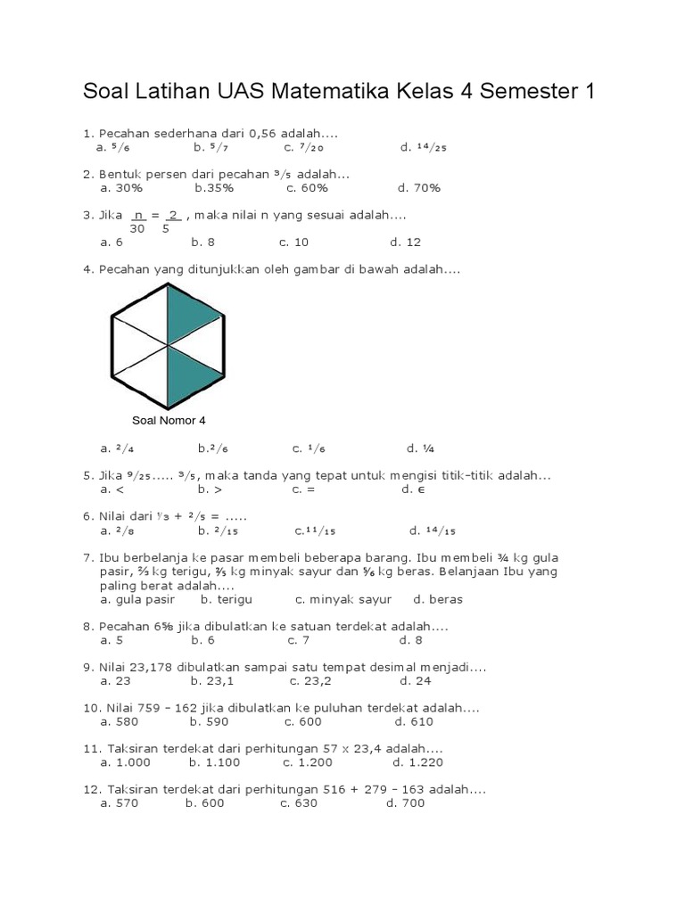Ternyata Ini Dia Contoh Soal Kelas 4 Matematika Semester 1 yang Sering Muncul di Sulingjar 2026