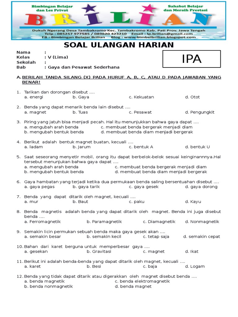 Ternyata Ini Dia Contoh Soal Kelas 5 SD Bahasa IPA Semester 1 yang Sering Muncul di Ulangan Harian