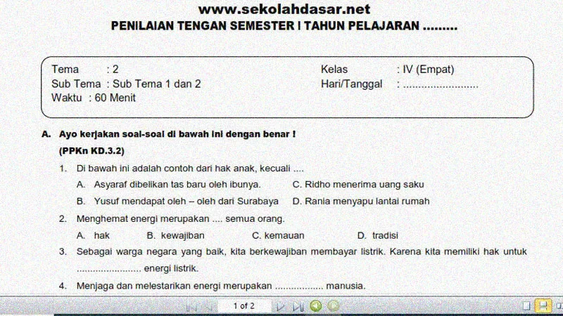 Ternyata Ini Dia Kumpulan Contoh Soal Kelas 4 Semester 1 Tema 2 Pembelajaran 1 yang Wajib Dikuasai Siswa