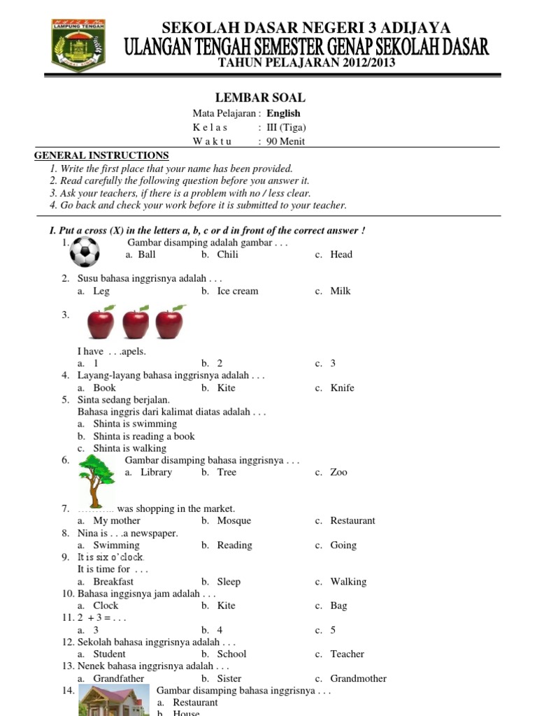 Soal Bahasa Inggris Kelas 3 Semester 2 PDF Home Garden Soal Bahasa Inggris Kelas 3 Semester 2 PDF Home Garden