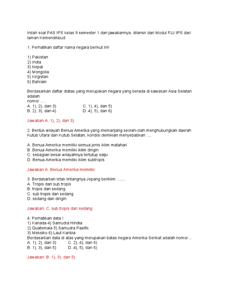 7 Cara Kuasai soal ips kelas 9 semester 1 kurikulum 2013 dan jawabannya Sebelum Ujian