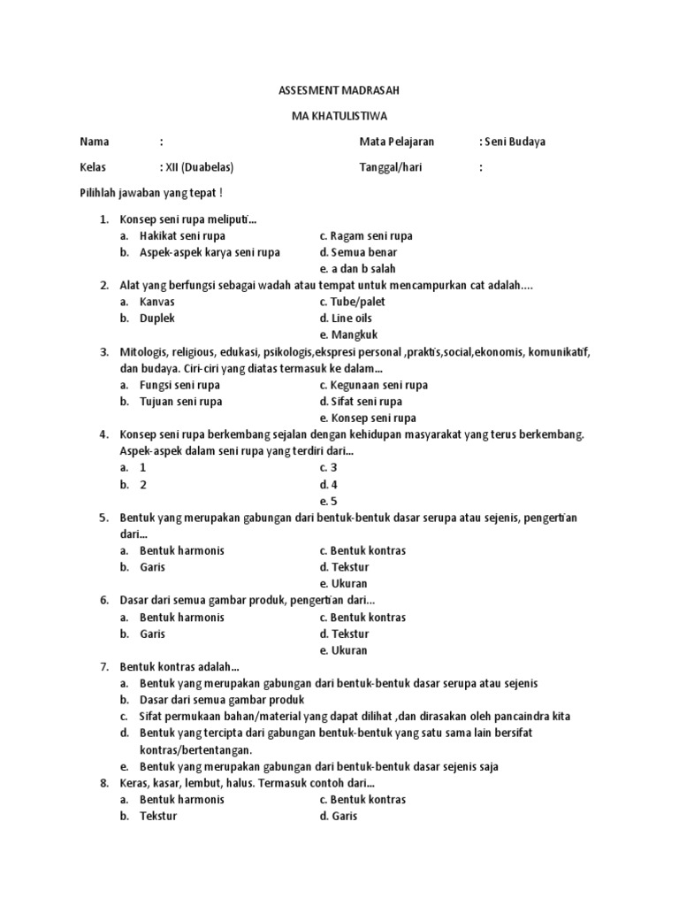 Contoh Soal Seni Budaya Kelas 12 Semester 1 dari LKBN ANTARA yang Wajib Kuasai Sekarang Contoh Soal Seni Budaya Kelas 12 Semester 1 dari LKBN ANTARA yang Wajib Kuasai Sekarang