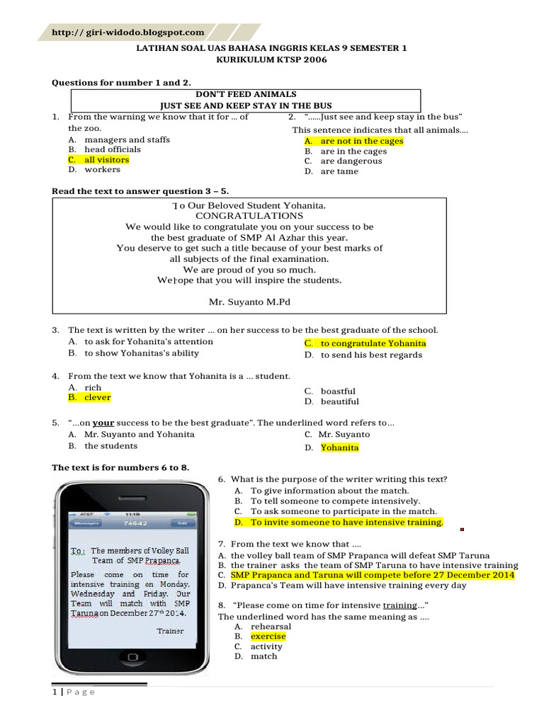 Soal Bahasa Inggris Kelas 9 Semester 1 PDF Gratis dari LKBN ANTARA yang Wajib Kuasai
