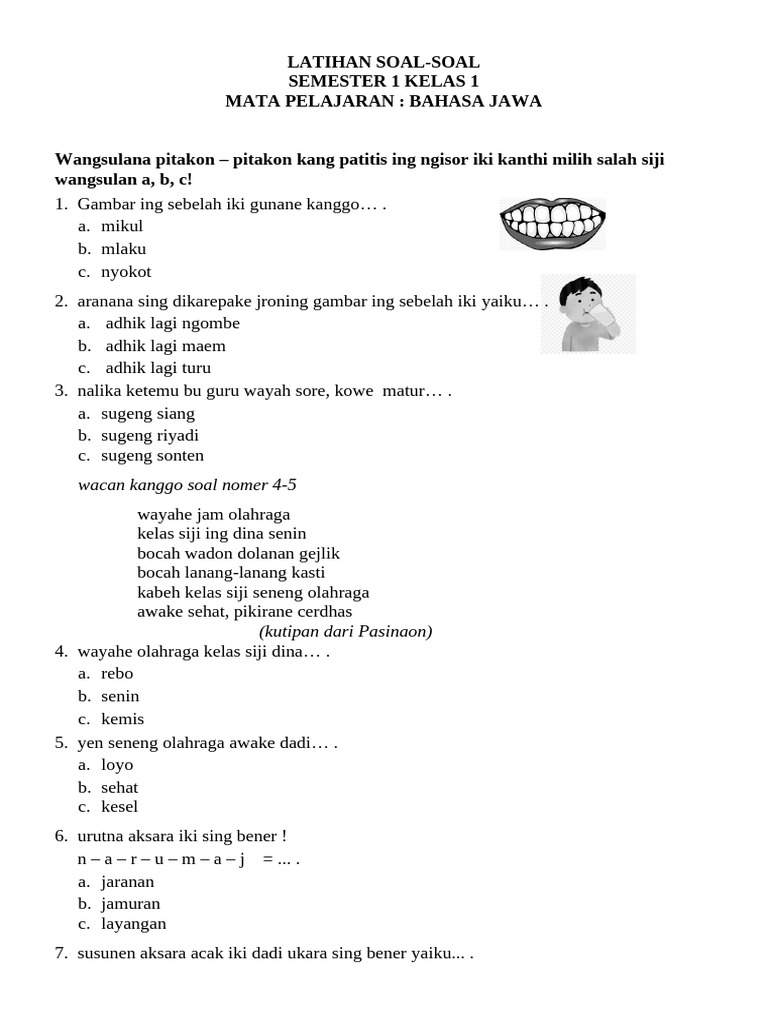 Terbongkar Soal Bahasa Jawa Kelas 1 Semester 1 yang Dipakai Antara untuk Penilaian Guru Terbongkar Soal Bahasa Jawa Kelas 1 Semester 1 yang Dipakai Antara untuk Penilaian Guru