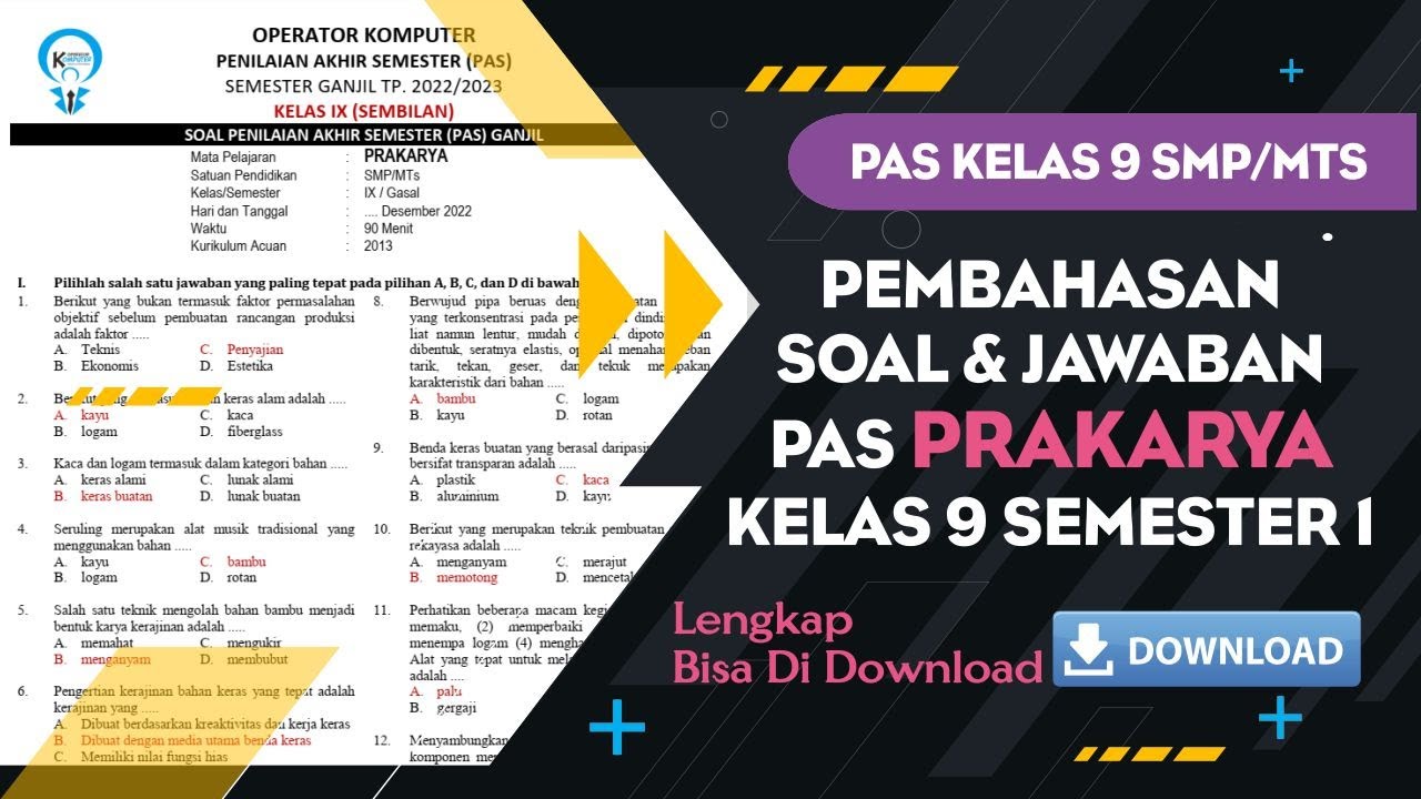 Terbukti! Soal Prakarya Kelas 9 Semester 1 dan Kunci Jawaban Ini Bikin Nilai Naik Sekejap Terbukti! Soal Prakarya Kelas 9 Semester 1 dan Kunci Jawaban Ini Bikin Nilai Naik Sekejap